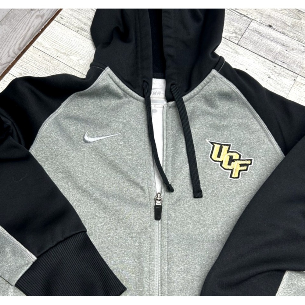 NIKE Mens Therma Fit Gray Black UCF Jacket Full Zip Hooded‎ Sweatshirt SMALL